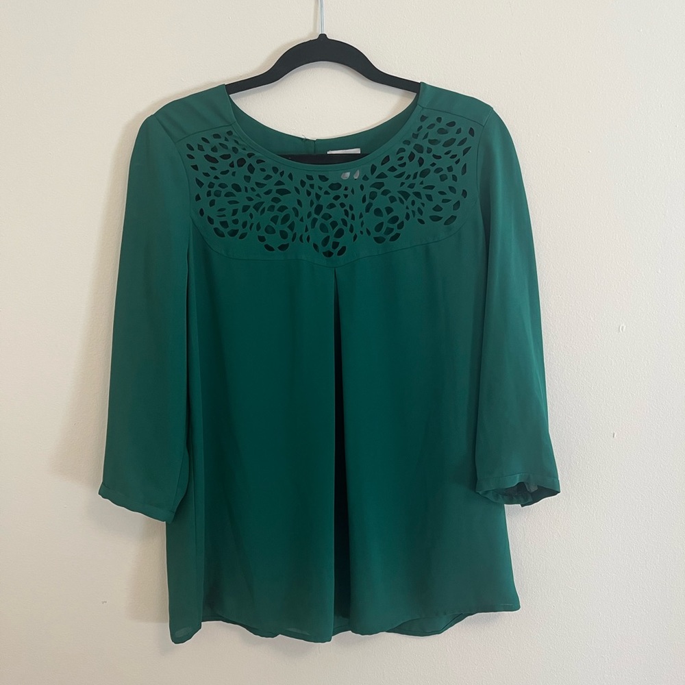 Anthro. HD in Paris Dara Green Cutout Blouse, 6 - Picture 6 of 12